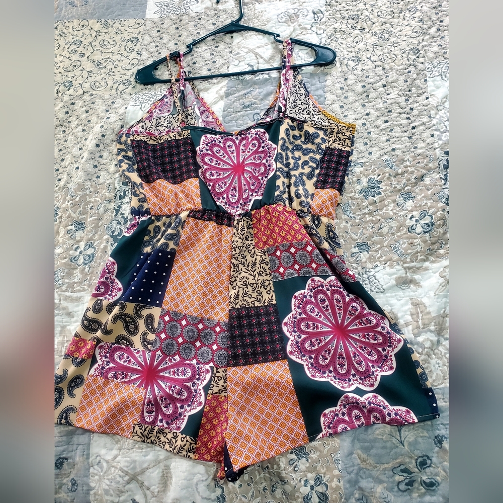 Shein Vcay floral and paisley print cami romper